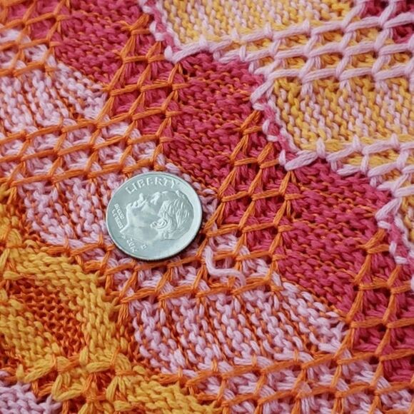 Anthropologie Sparrow Sweater Crewneck Pink Orange Striped Textured Women Small - Picture 8 of 8